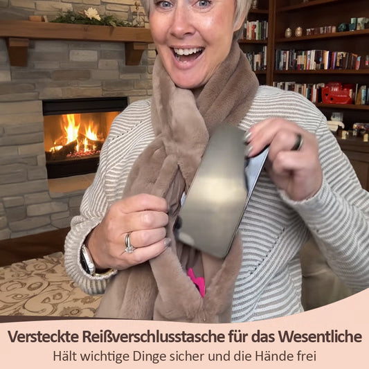 🎅Weihnachtssonderangebote €16.99!!⚡50K+ verkauft!🧣Ultraweicher Kunstfell-Durchziehschal mit geheimer Reißverschlusstasche