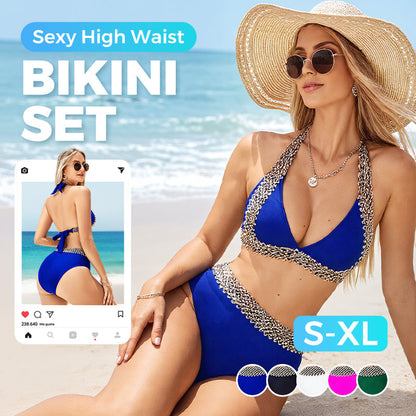 🔥👙Sexy Damen-Badeanzug mit V-Ausschnitt und Wellenmuster für den Urlaub