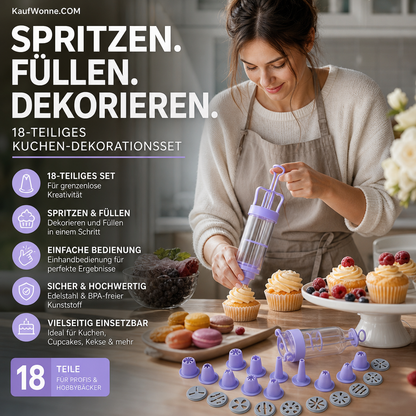 ⏳Zeitlich begrenztes Angebot: 50 % Rabatt⏰Edelstahl-Kuchendekorationspistolen-Set💉🏵️🍪