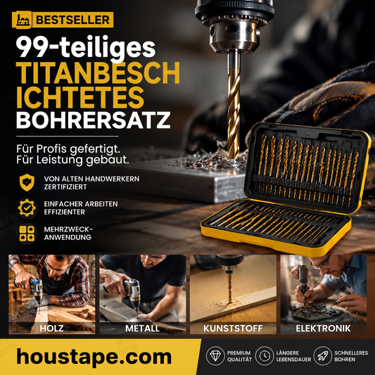 🔧 50% RABATT! 🔥 99-teiliges Set titanbeschichteter Bohrer – Hocheffizient & langlebig – Ideal für Metall, Holz & Kunststoff – direkt vom Hersteller 🛠️💪✨