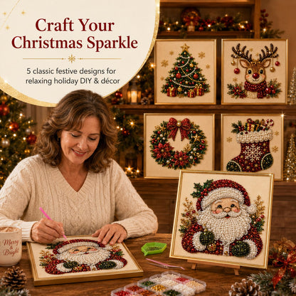 🎄 LETZTER TAG: 50% RABATT –DIY Weihnachts-Perlenkunst-Set | Beflockte Leinwand mit kratzfesten, farbbeständigen Perlen – festliche DIY-Deko 🎅⛄❄️