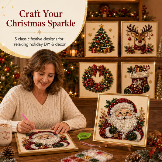 🎄 LETZTER TAG: 50% RABATT –DIY Weihnachts-Perlenkunst-Set | Beflockte Leinwand mit kratzfesten, farbbeständigen Perlen – festliche DIY-Deko 🎅⛄❄️