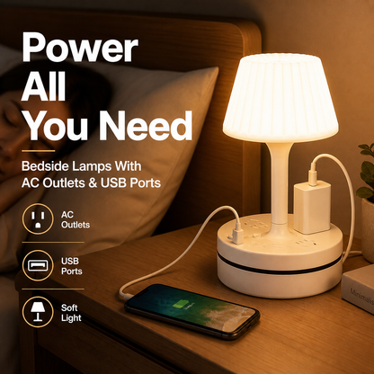 💡 Nachttischlampe mit Ladestation – Bringt Licht und Strom auf Ihren Nachttisch 🔌