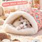 ⏳Zeitlich begrenztes Angebot⏳ Flauschiger Katzen-Winterschlafsack – halb geschlossene Kuschelhöhle mit Cartoon-Muster, Rosa oder Blau