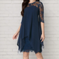 Elegantes Kleid mit High-Low-Saum und Spitzenüberzug für Damen