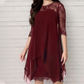 Elegantes Kleid mit High-Low-Saum und Spitzenüberzug für Damen