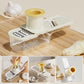🥔 3-in-1-Mandoline mit Auffangbehälter – scharfe Klingen für perfekte Gemüseschnitte, kompakt und spülmaschinenfest 🥒📦