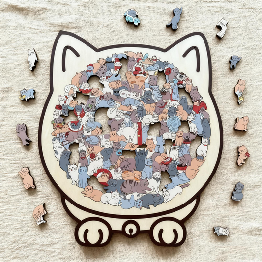 50% Rabatt🐱135-Stk. Morandi-farbiges Katzenpuzzle aus Holz🎁