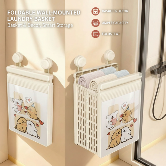Faltbarer Wand-Wäschekorb mit Saugnäpfen