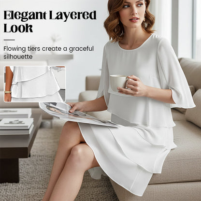 🥰Elegantes Damenkleid mit Rüschenärmeln und mehreren Lagen