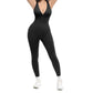 Hochdehnbarer Jumpsuit mit V-Ausschnitt für Fitness und Yoga