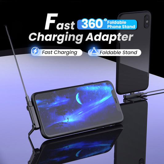 🔋 35% RABATT! ⚡ Schnellladeadapter mit um 360° schwenkbarer Handyhalterung – universell kompatibel, kompaktes Design und freihändige Nutzung 📱