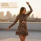 Damen-Minikleid mit Leopardenmuster und Rüschen