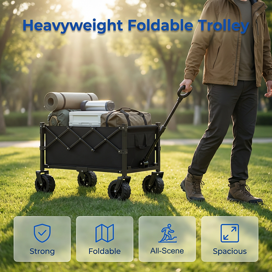 🛒 50% RABATT! 🌿 Faltbarer Transportwagen – Stabiler Stahlrahmen & 80 kg Traglast – Ideal für Garten, Camping oder Strand – leicht & zusammenklappbar – praktisch für Ausflüge und Einkäufe 🏖️🧳✨