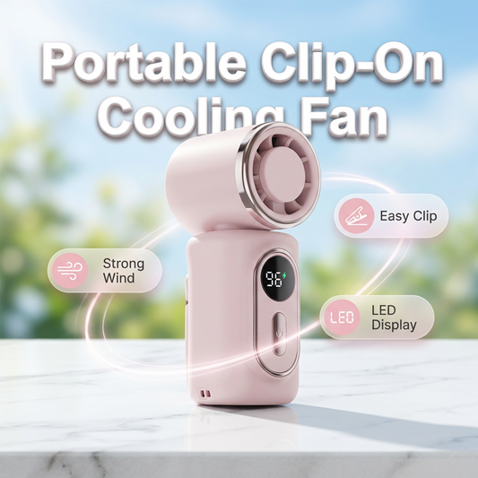 Tragbarer Clip-Ventilator mit LED-Anzeige