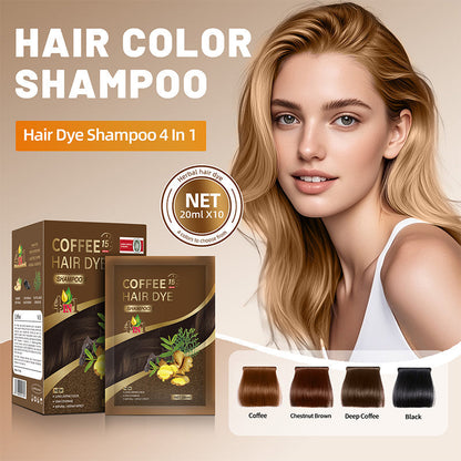 🌸🌿 4-in-1-Kräuter-Haarfärbe-Shampoo – reinigt, pflegt, färbt und repariert in einer einzigen Haarwäsche. Deckt graue Haare von der Wurzel bis in die Spitzen ab. Pflanzliche, sanfte Formel – kein umständliches Anmischen, keine Friseurbesuche! 💇‍♀️✨