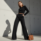 Damenhose mit hoher Taille und weitem Bein
