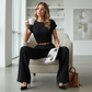 Damenhose mit hoher Taille und weitem Bein