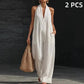Ärmelloser Freizeit-Jumpsuit mit V-Ausschnitt und Taschen