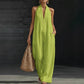 Ärmelloser Freizeit-Jumpsuit mit V-Ausschnitt und Taschen