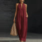 Ärmelloser Freizeit-Jumpsuit mit V-Ausschnitt und Taschen