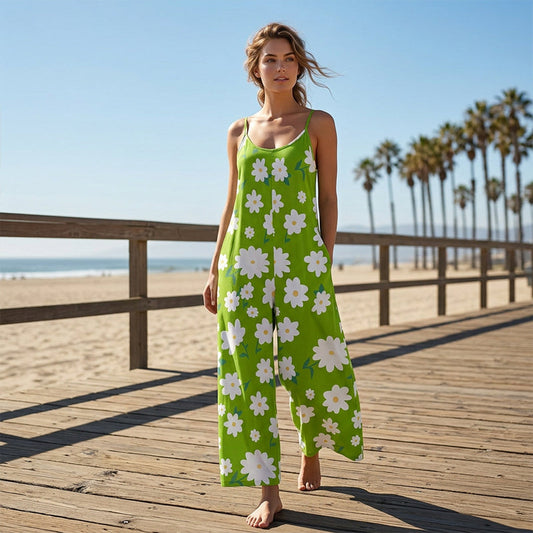 👗 50% RABATT! 🌼 Damen Jumpsuit mit Blumenmuster & weitem Bein – Leicht, fließend & luftig – Perfekt für heiße Sommertage, Strandurlaub oder einen romantischen Look im Alltag – feminin und bequem ✨☀️