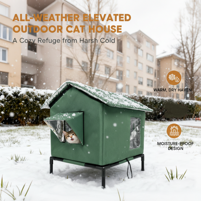 🐱🔥 Wasserdichtes Klappbares Katzenhaus – Erhöht, winddicht & wetterfest-Gcom
