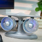 Moderner tragbarer Desktop-Ventilator mit zwei Lüfterköpfen