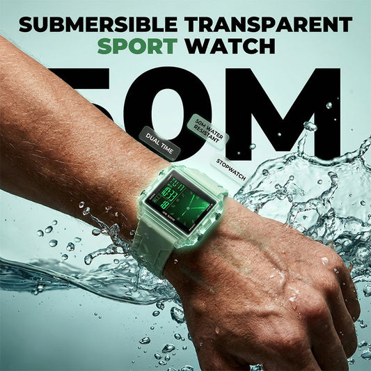 ⌚ JETZT 50 % RABATT! 💧 Transparente Digitaluhr – wasserdicht bis 50 m, leuchtendes Display und Hybrid-Anzeige – Stil trifft auf Funktionalität ✨