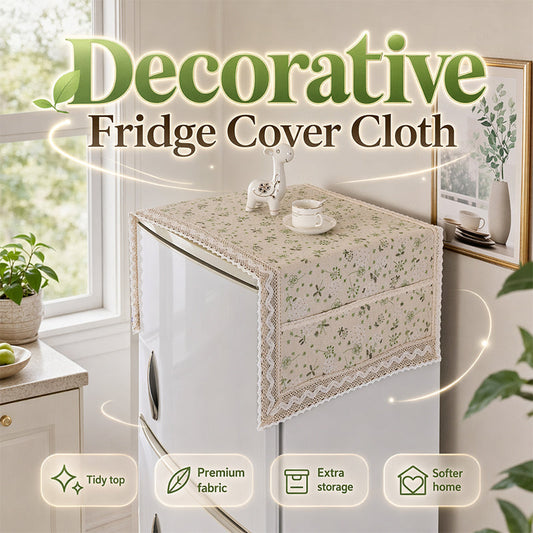 Cotton Linen Refrigerator Dust Cover with Pockets
