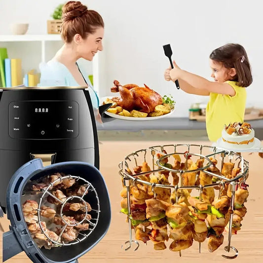 Runder Ofengrill aus Edelstahl mit Spieß