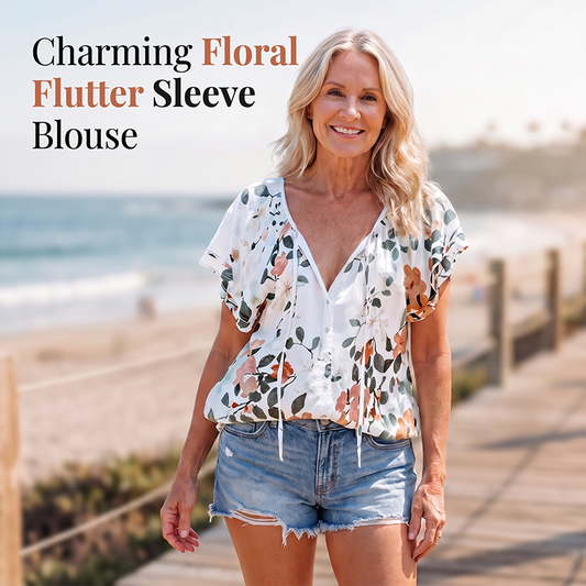 Lässiges Damen-Shirt mit V-Ausschnitt und Blumenmuster