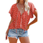 Lässiges Damen-Shirt mit V-Ausschnitt und Blumenmuster