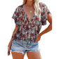 Lässiges Damen-Shirt mit V-Ausschnitt und Blumenmuster