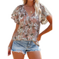 Lässiges Damen-Shirt mit V-Ausschnitt und Blumenmuster