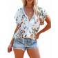 Lässiges Damen-Shirt mit V-Ausschnitt und Blumenmuster