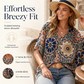 Damenbluse mit V-Ausschnitt und Bohemian-Print – lockeres Sommerhemd