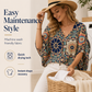 Damenbluse mit V-Ausschnitt und Bohemian-Print – lockeres Sommerhemd