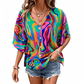 Damenbluse mit V-Ausschnitt und Bohemian-Print – lockeres Sommerhemd
