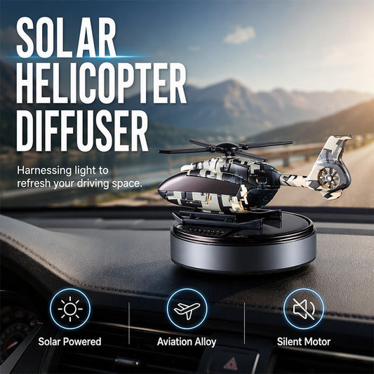 🚗Solar-Hubschrauber-Aromatherapie-Diffusor – Leuchtende Drehbewegung, nachfüllbare Duftpads, für Auto und Zuhause ✨🚁