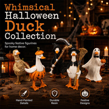 🎃LANGWEILIGE HALLOWEEN-DEKORATION?🎃 Gruseliges Enten-Set – handbemalt, 5 Figuren, witterungsbeständig – für Regale, Schreibtische und den Außenbereich! 🦇