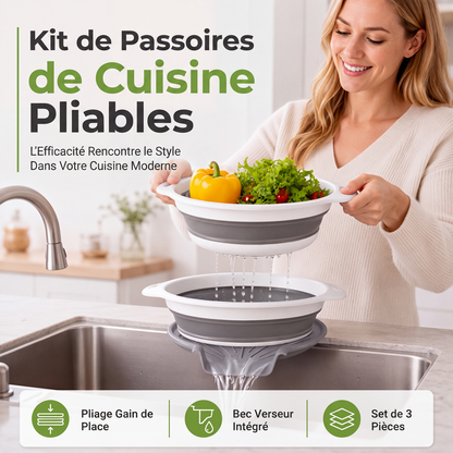 🔥 BEGRENZTES ANGEBOT: 50 % Rabatt! 🥗 Multifunktionales, zusammenklappbares Sieb – Abtropfgestell mit Auffangschale, kompakt und praktisch für die Küche ✨