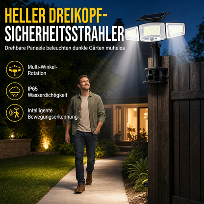 Solar-Bewegungsmelder-Leuchte mit 3 Köpfen