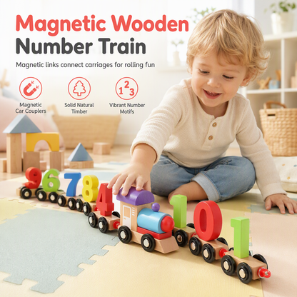 📢📢 50 % Rabatt!! 🚂Magnetischer Zahlenzug aus Holz, Lernspielzeug für Kleinkinder, perfektes Geschenk für Jungen und Mädchen🎁