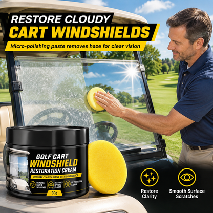 Reparaturpaste für Kratzer an der Windschutzscheibe von Golfwagen mit Schwamm