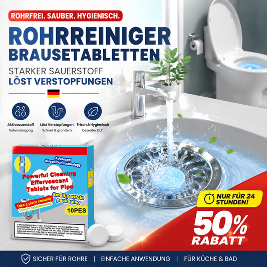 🔥50% OFF ❤️Powerful Cleaning Effervescent Tablets for Pipe, Fast Dissolve Hair Grease Clogs, Deodorizing Antibacterial Pipe Cleaner for Sink Toilet Floor Drain
