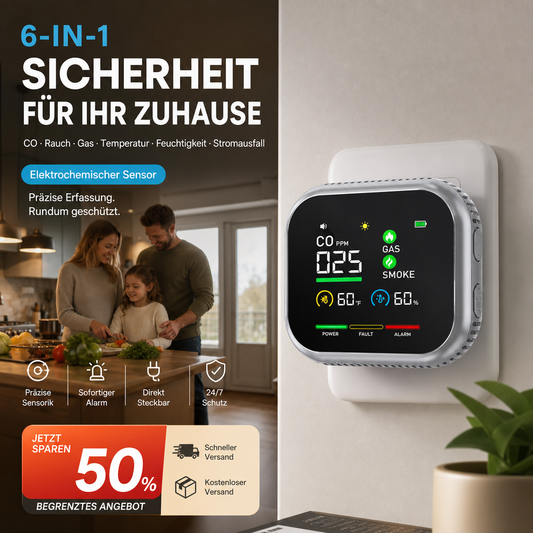 ❄️Sommerfrische 50 % Rabatt!🏠Multigas-Alarm mit LCD-Display – CO-, Gas- und Rauchmelder mit Temperatur-, Luftfeuchtigkeits- und Batterie-Backup